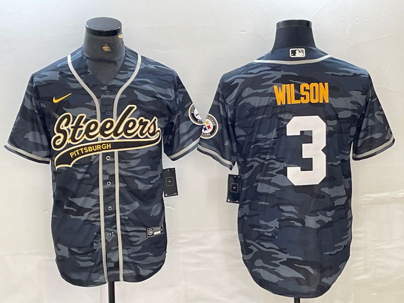 Men Pittsburgh Steelers #3 Wilson Camo 2024 Nike Co branded NFL Jersey style 1